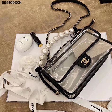 chanel pearl handbag|chanel clear tote bag.